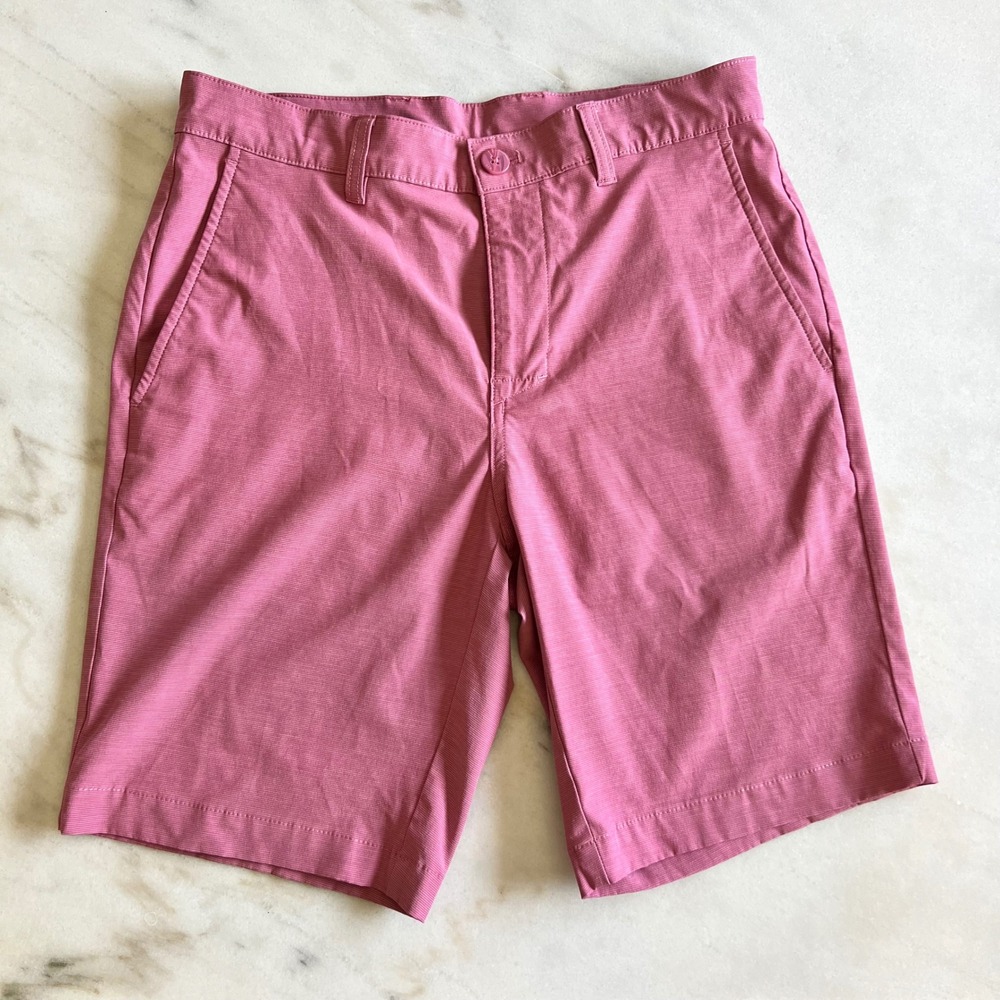 PGA Tour‎ Golf Shorts Flat Front Moisture Wicking Stretch Pink Mens Size 30